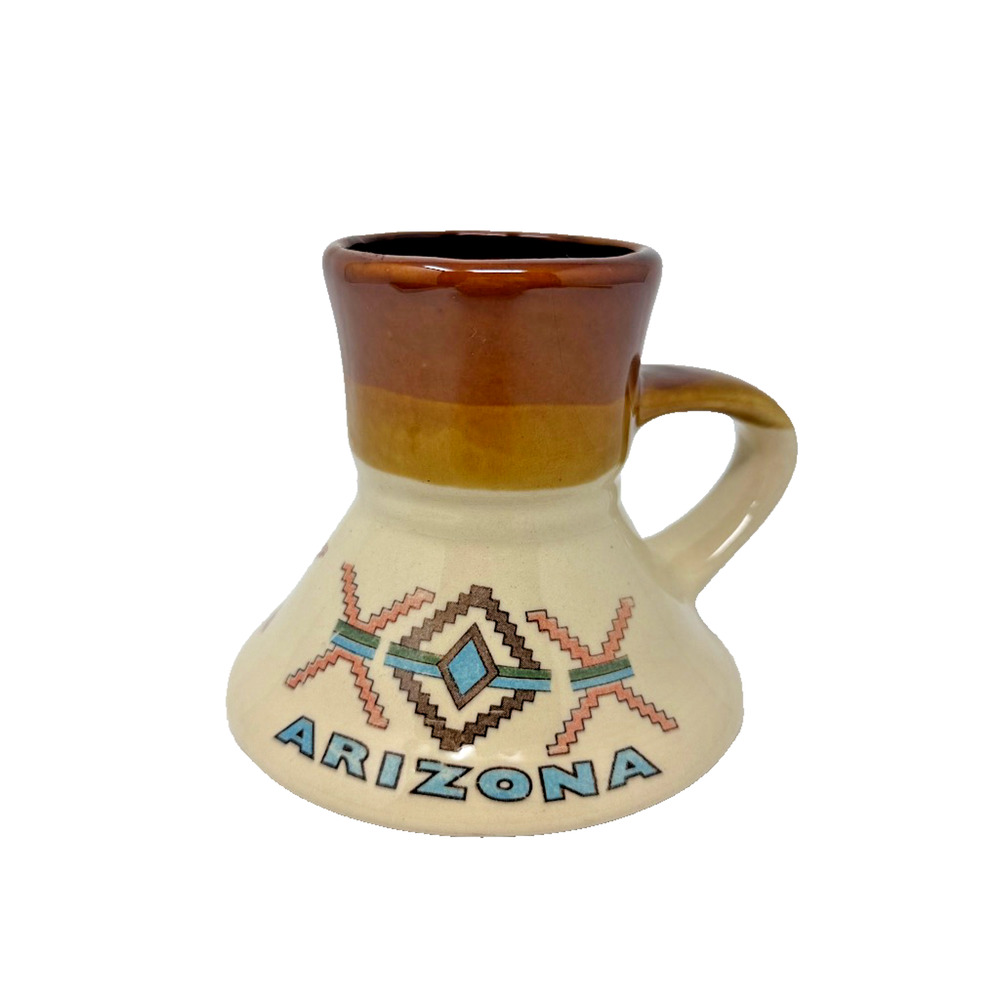Vintage Arizona Souvenir No-Spill Ceramic Travel Mug Low Center Japan